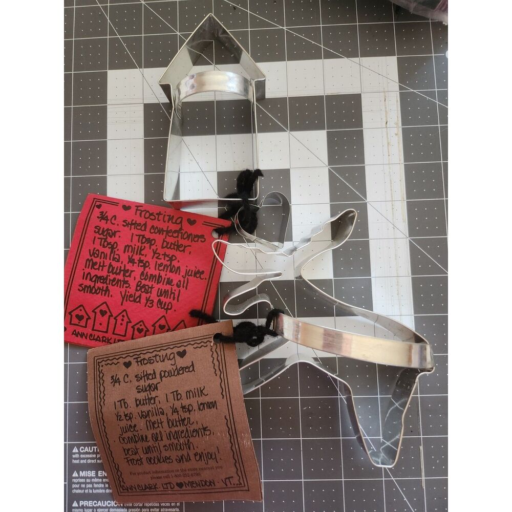 2 Metal Cookie Cutters with Recipes Attached - Stocking Stuffers B33